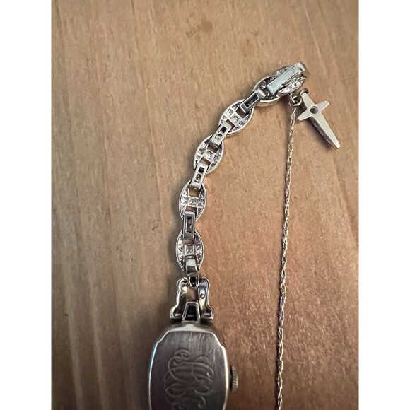 Art Deco Platinum and Diamond watch women’s with Appraisal Paperwork Working main image 6